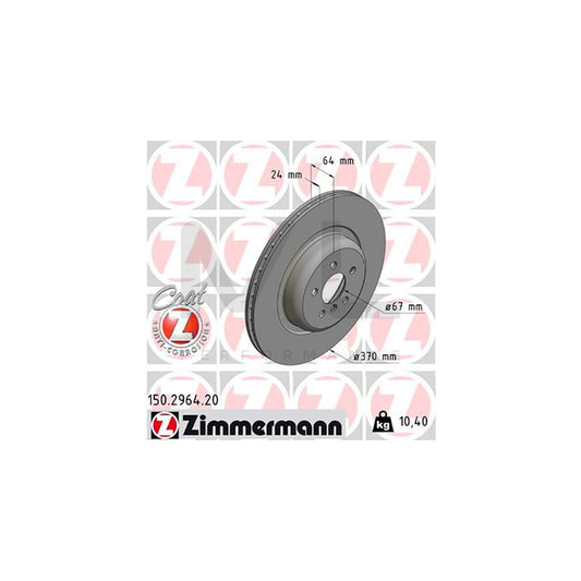 ZIMMERMANN 150.2964.20 Brake Disc Internally Vented, Coated, High-carbon  - 1 piece