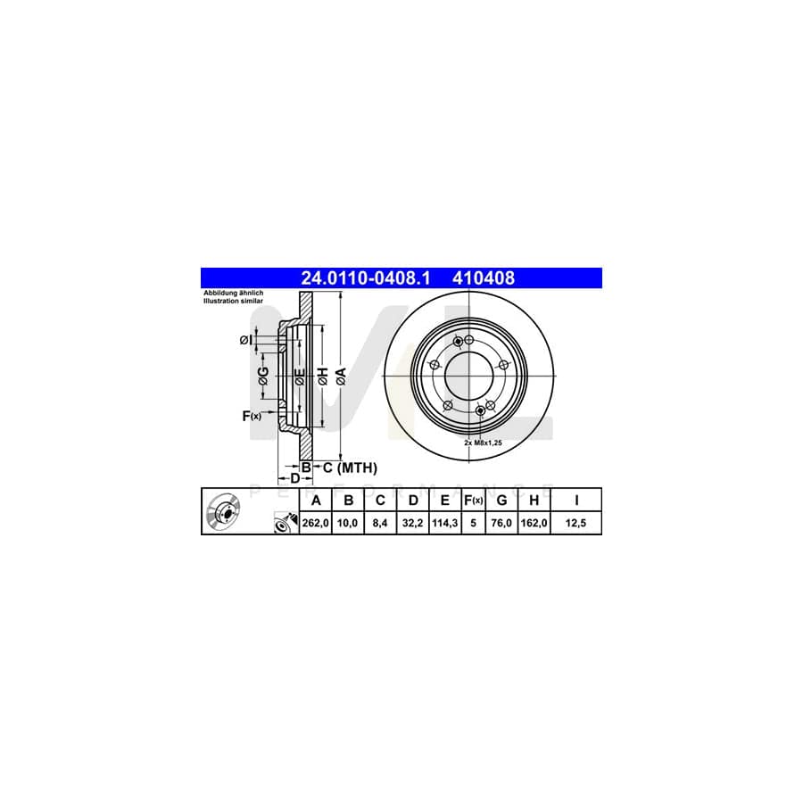 ATE 24.0110-0408.1 Brake Disc Solid, Coated, High-carbon  - 1 piece