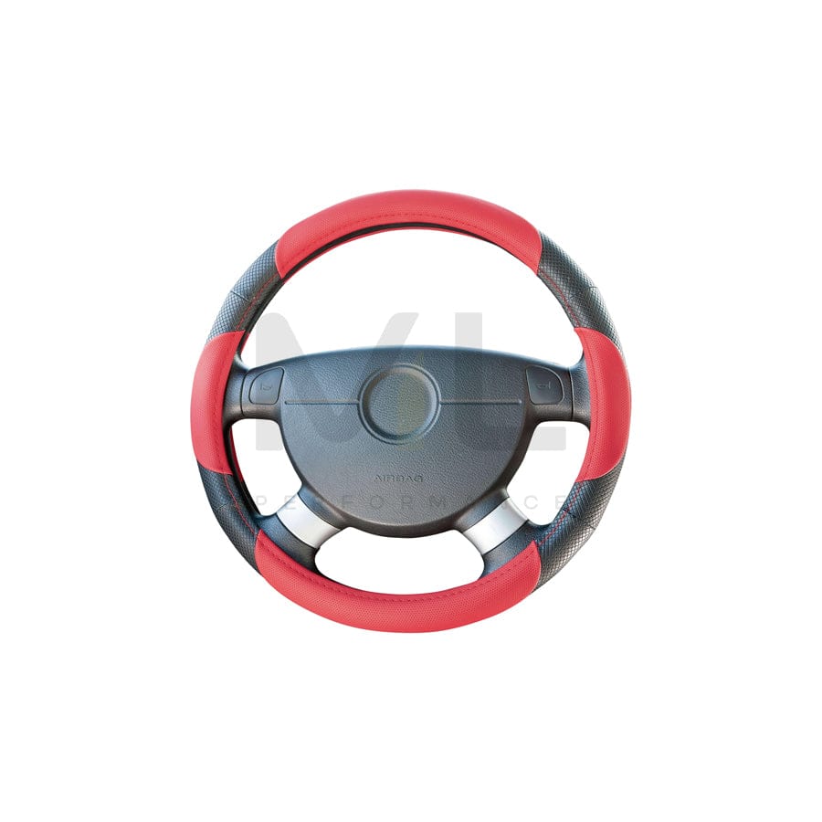 WALSER 16622 Steering wheel cover Black, Red, Ø: 38-39cm, PU (Polyurethane)