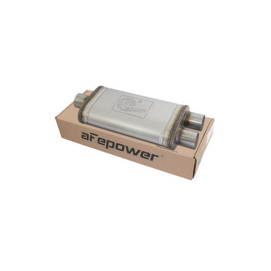  aFe 49M00009 2-1/2 IN ID Center/Dual-Outlet x 9 IN W x 4 IN H x 18 IN L - Oval Body Muffler  | ML Performance US Car Parts