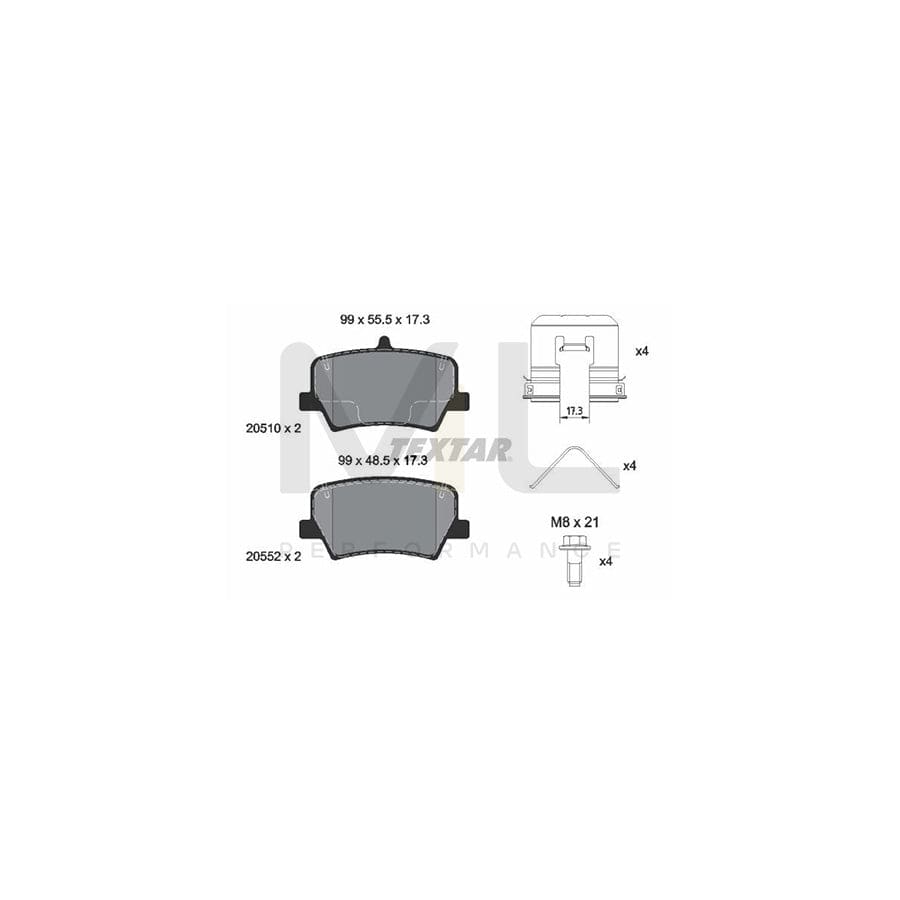 TEXTAR 2051001 Brake pad set for VOLVO XC40 (536) not prepared for wear indicator, with brake caliper screws, with accessories | ML Performance Car Parts