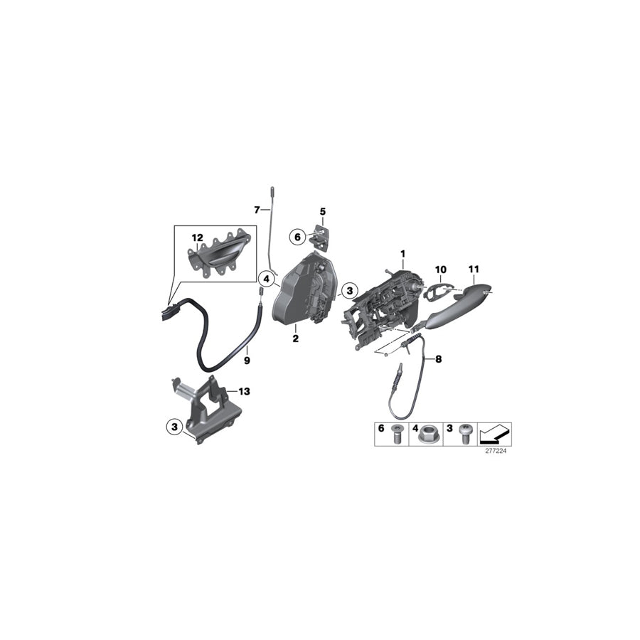 Genuine BMW 51217197802 Bowden Cable, Door Opener, Front (Inc. 528i, 535iX & 535dX) | ML Performance US