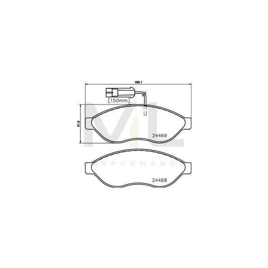 Hella 8DB 355 020-661 Brake Pad Set With Integrated Wear Warning Contact, With Brake Caliper Screws, With Accessories