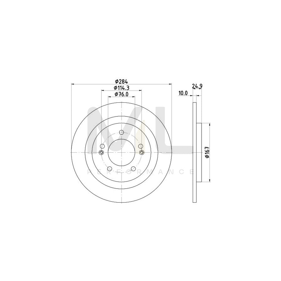HELLA PRO 8DD 355 118-231 Brake Disc for HYUNDAI i40 Solid, Coated, without wheel hub, without wheel studs