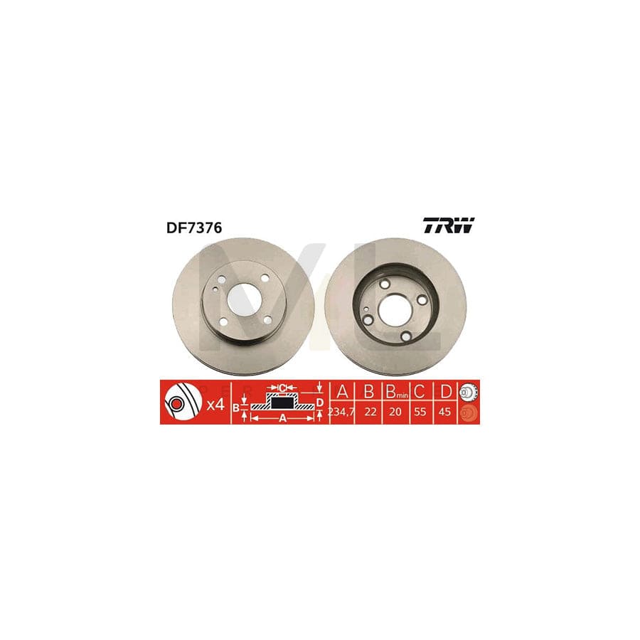 TRW DF7376 Brake Disc for MAZDA 323 Vented, Painted | ML Performance Car Parts