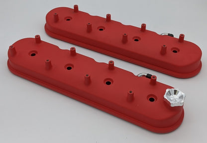Granatelli Motor Sports Granatelli 96-22 GM LS Tall Valve Cover w/Integral Angled Coil Mounts - Red Wrinkle (Pair)