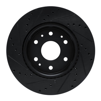 R1 Concepts R1 23-25 Chevrolet Colorado Front Right Drilled & Slotted Black Brake Rotor
