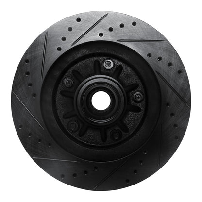 R1 Concepts R1 97-99 Ford F-150 RWD Front Right Drilled & Slotted Black Brake Rotor