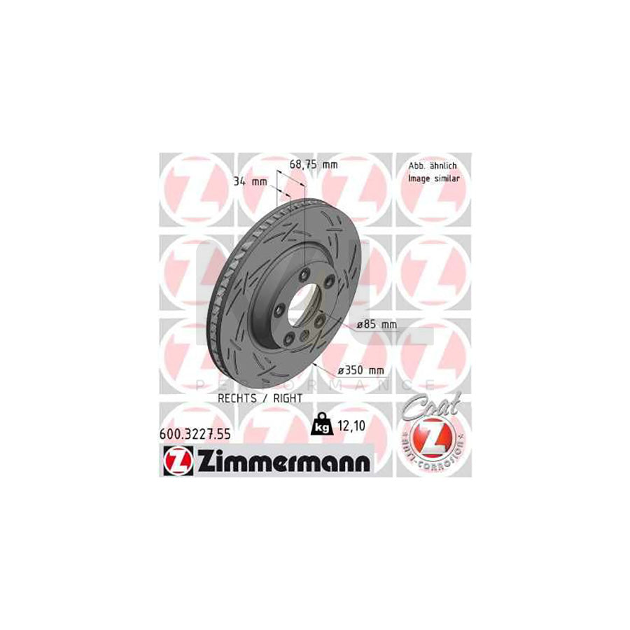 ZIMMERMANN BLACK Z 600.3227.55 Brake Disc Internally Vented, Slotted, Coated, High-carbon
