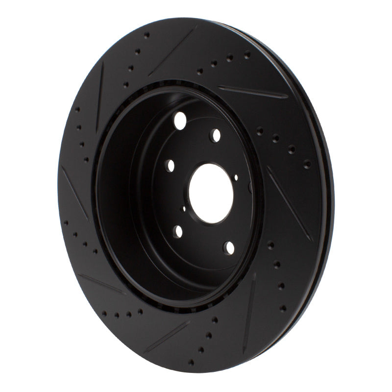 R1 Concepts R1 18-25 Subaru WRX Rear Right Drilled & Slotted Black Brake Rotor