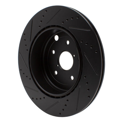 R1 Concepts R1 18-25 Subaru WRX Rear Right Drilled & Slotted Black Brake Rotor