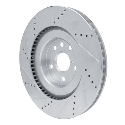 R1 Concepts R1 13-25 Lexus IS500 Right Front Drilled & Slotted Silver Brake Rotor