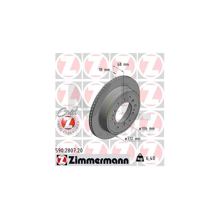 ZIMMERMANN COAT Z 590.2807.20 Brake Disc Internally Vented, Coated  - 1 piece