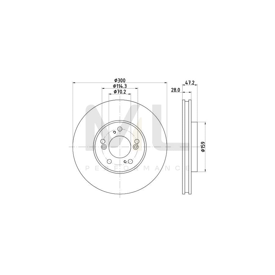 HELLA 8DD 355 108-141 Brake Disc Internally Vented, without wheel hub, without wheel studs