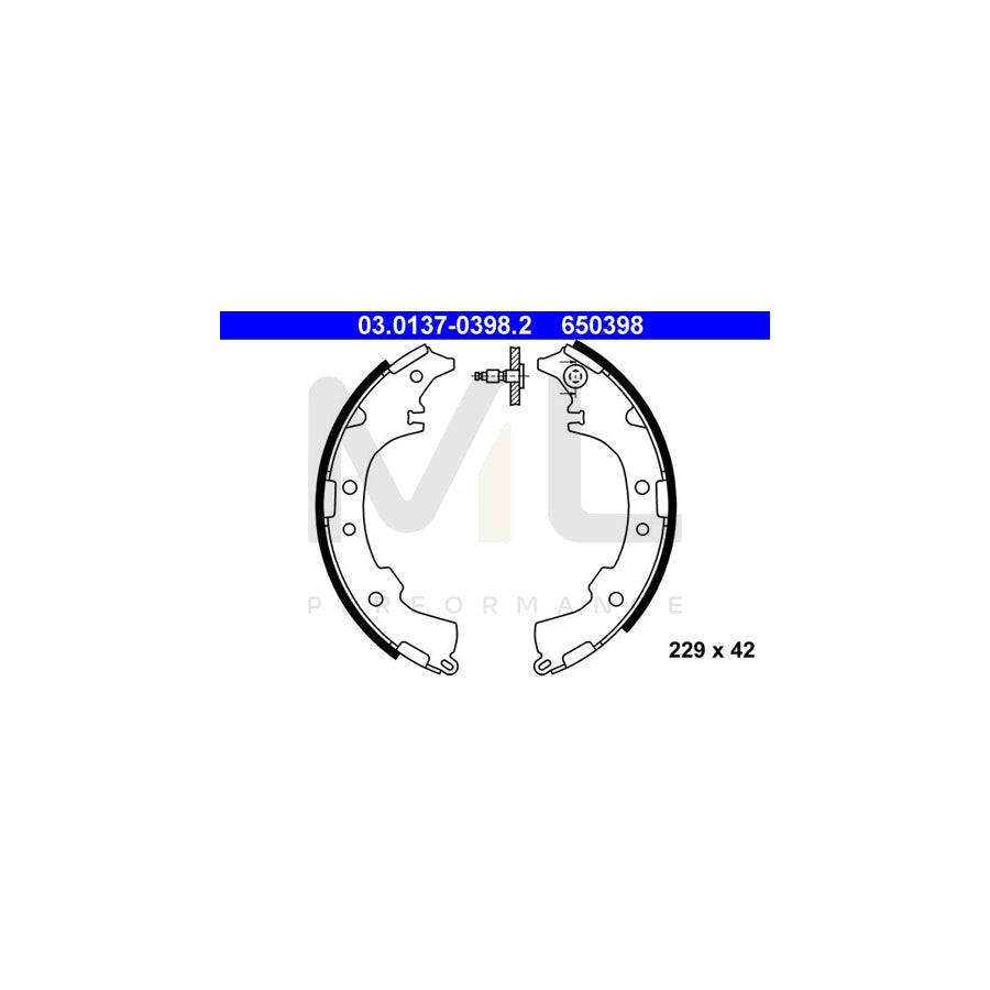 ATE 03.0137-0398.2 Brake Shoe Set with lever