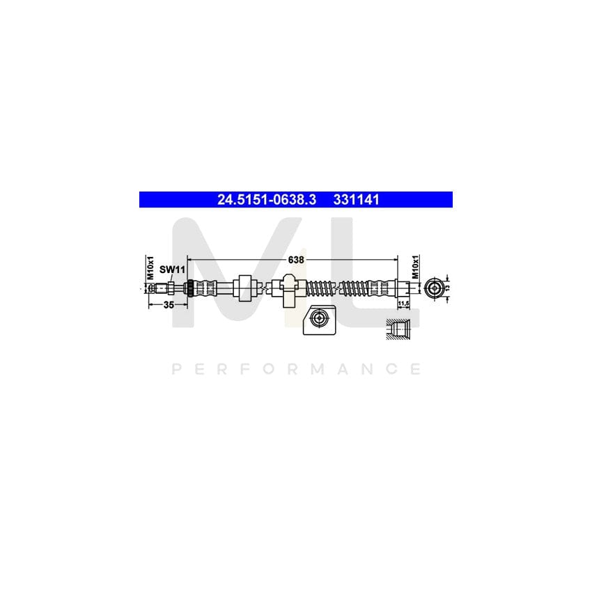 ATE 24.5151-0638.3 Brake Hose 638mm, M10x1