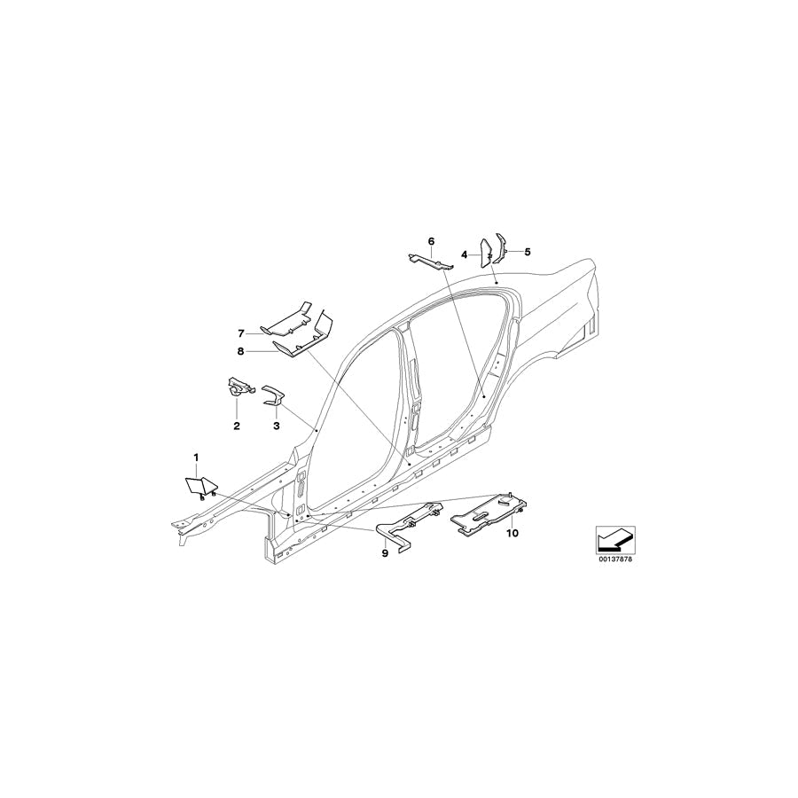 Genuine BMW 41007158660 E90 E91 Molded Part Column A, Bottom Int. Right (Inc. 320xd, 335i & 316d) | ML Performance US Car Parts