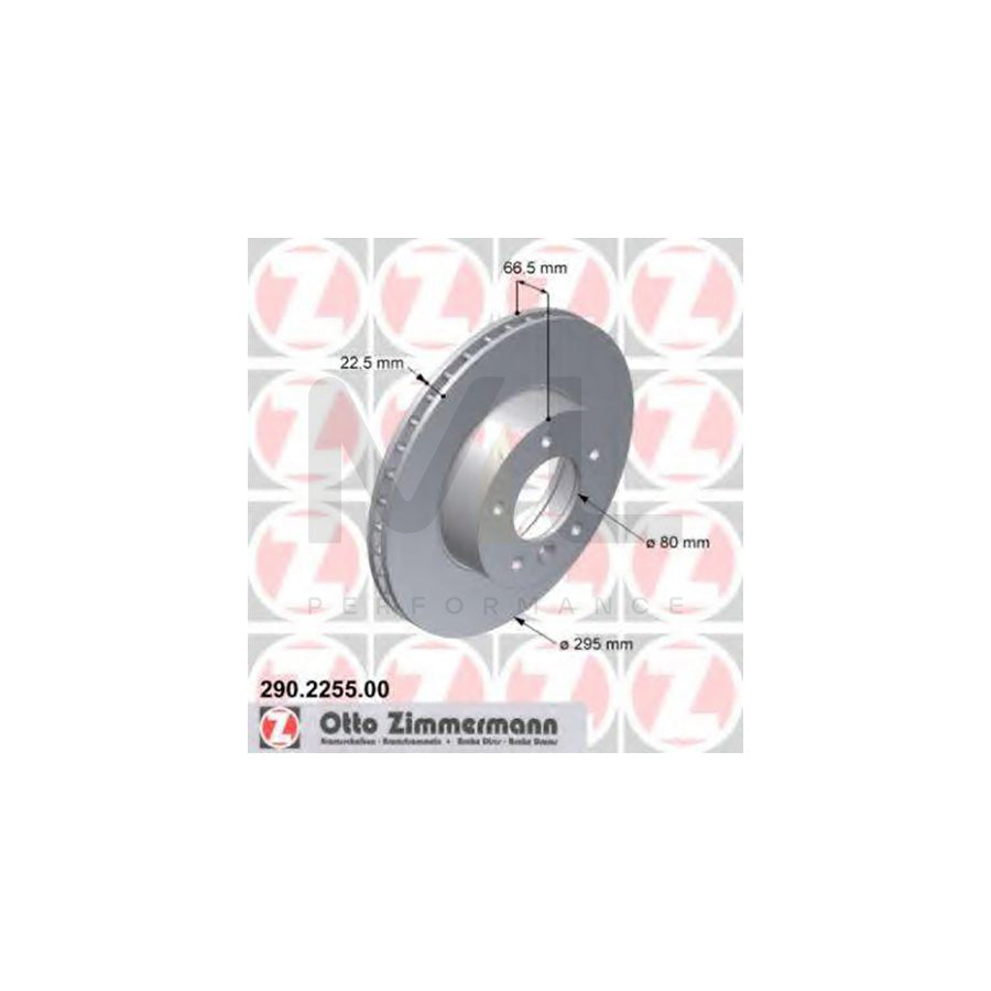 ZIMMERMANN 290.2255.00 Brake Disc Internally Vented  - 1 piece