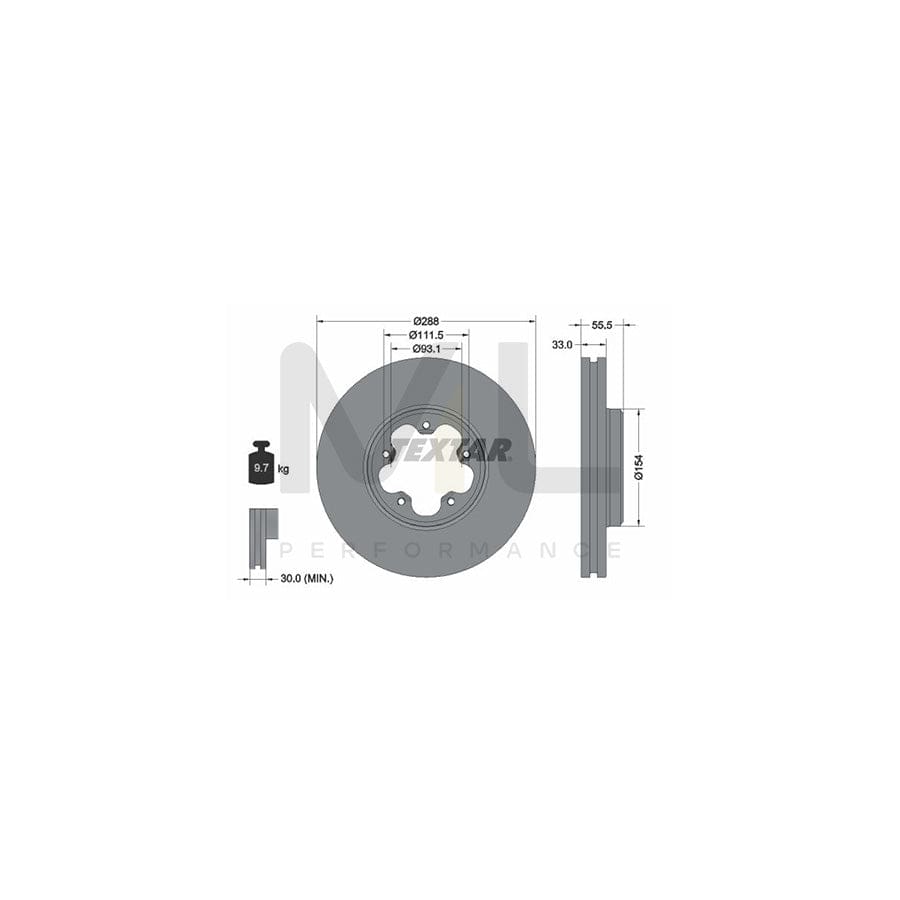 TEXTAR 93260600 Brake Disc Internally Vented, without wheel hub, without wheel studs | ML Performance Car Parts
