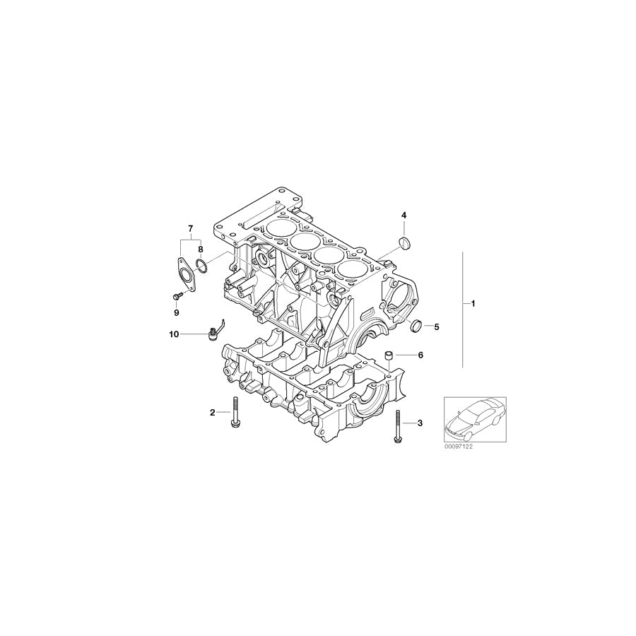Genuine BMW 11117581400 R53 Engine Block With Crankgear (Inc. Cooper S & Coop.S JCW GP) | ML Performance US Car Parts