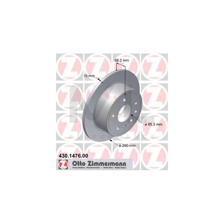 ZIMMERMANN 430.1476.00 Brake Disc Solid  - 1 piece