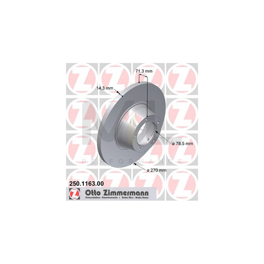 ZIMMERMANN 250.1163.00 Brake Disc for FORD TRANSIT Solid  - 1 piece