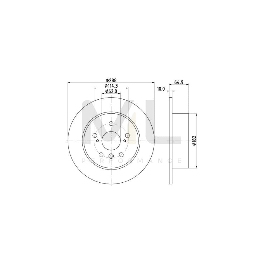 HELLA 8DD 355 109-051 Brake Disc Solid, without wheel hub, without wheel studs