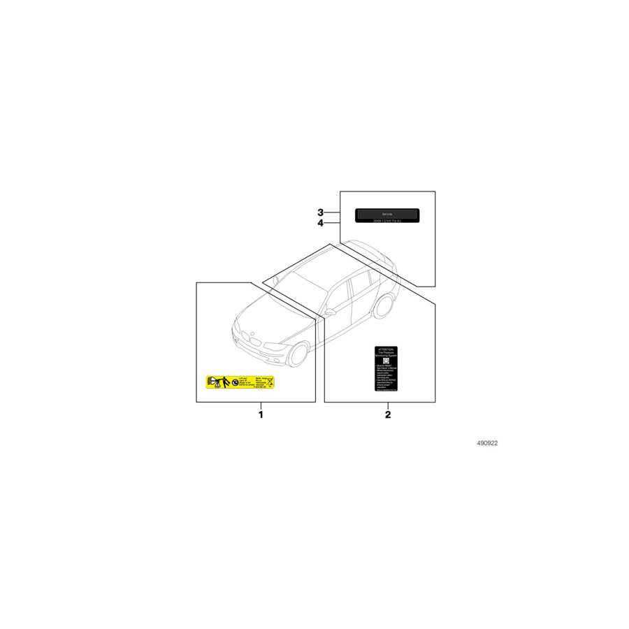 Genuine BMW 71221438498 E83 E53 E86 Label Ices (Inc. X3 3.0i, Z4 M3.2 & X5 4.4i) | ML Performance US Car Parts