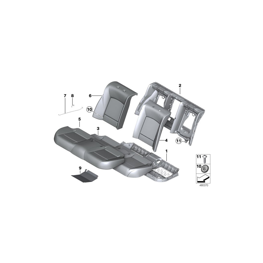 Genuine BMW 52209172843 F02 F01 F03 Cover, Basic, Seat, Perforated Leather LCDE EV.GRAU (Inc. Hybrid 7L, ALPINA B7X & Hybrid 7) | ML Performance US Car Parts