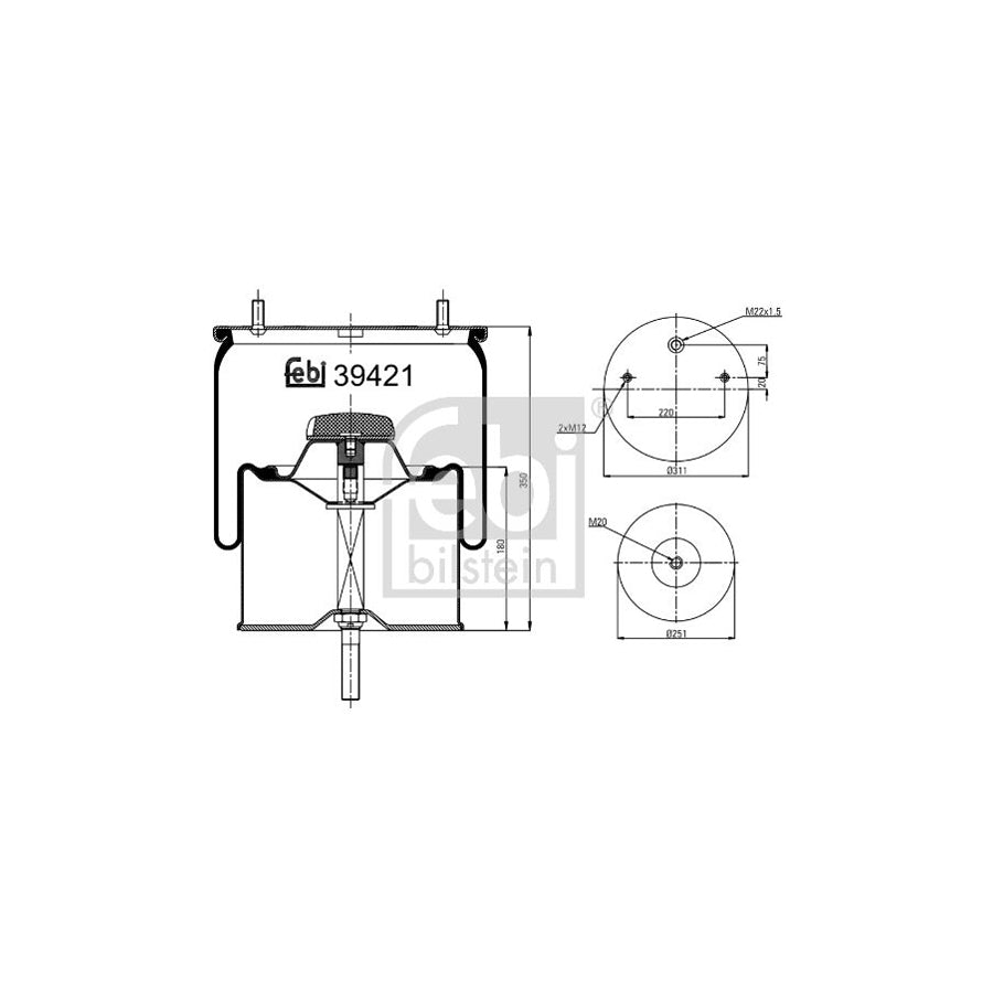 Febi Bilstein 39421 Boot, Air Suspension for Peugeot 504