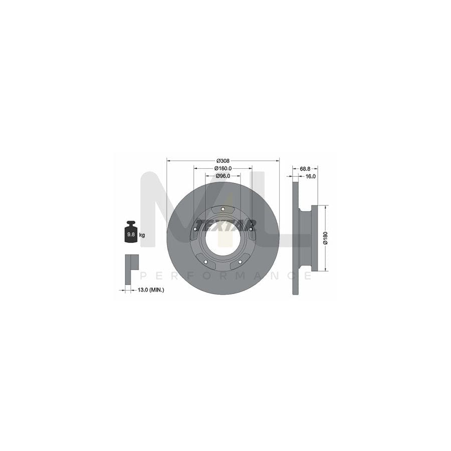 TEXTAR PRO 92273903 Brake Disc Solid, Coated, with ABS sensor ring, without wheel hub, without wheel studs | ML Performance Car Parts