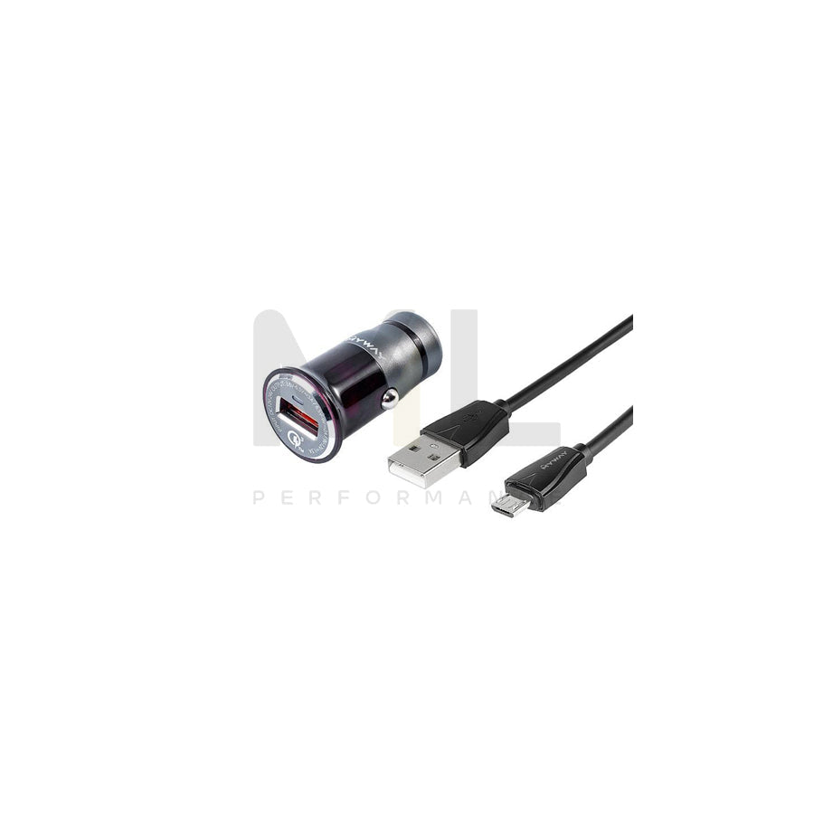 CARMOTION 63000 In-car charger 1m, Number of inlets/outlets: 1, with USB cable, micro USB, Black