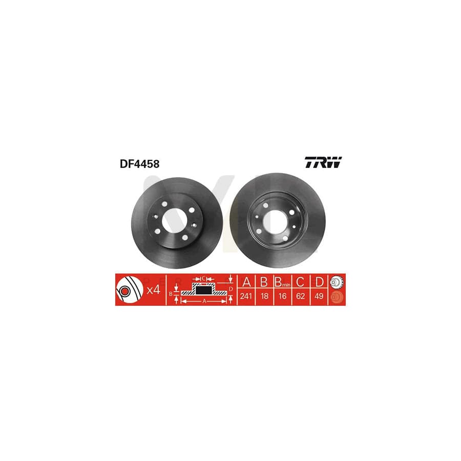 TRW DF4458 Brake Disc Vented, Painted, High-carbon | ML Performance Car Parts
