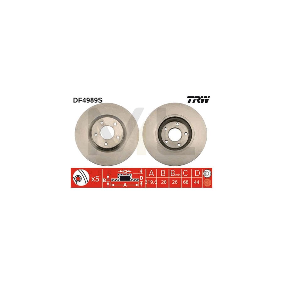 TRW DF4989S Brake Disc Vented, Painted | ML Performance Car Parts