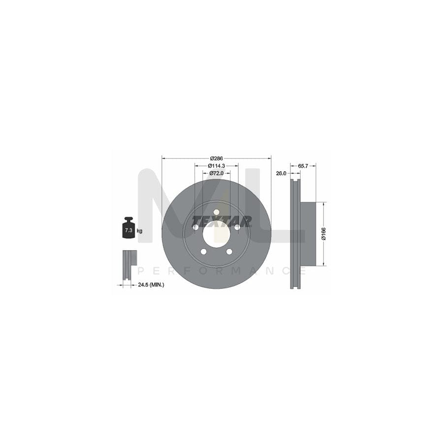 TEXTAR PRO 92169003 Brake Disc Internally Vented, Coated, without wheel hub, without wheel studs | ML Performance Car Parts