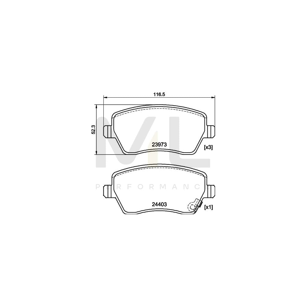 Hella 8DB 355 012-301 Brake Pad Set With Acoustic Wear Warning, With Brake Caliper Screws, With Accessories
