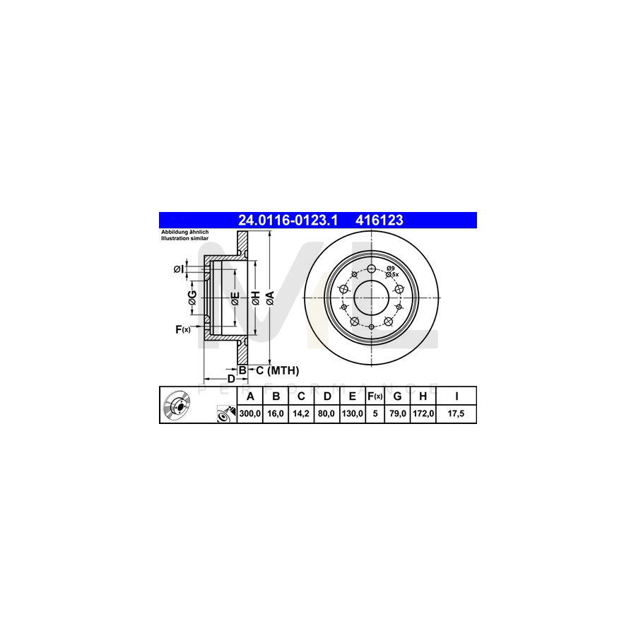 ATE 24.0116-0123.1 Brake Disc Solid, Coated  - 1 piece