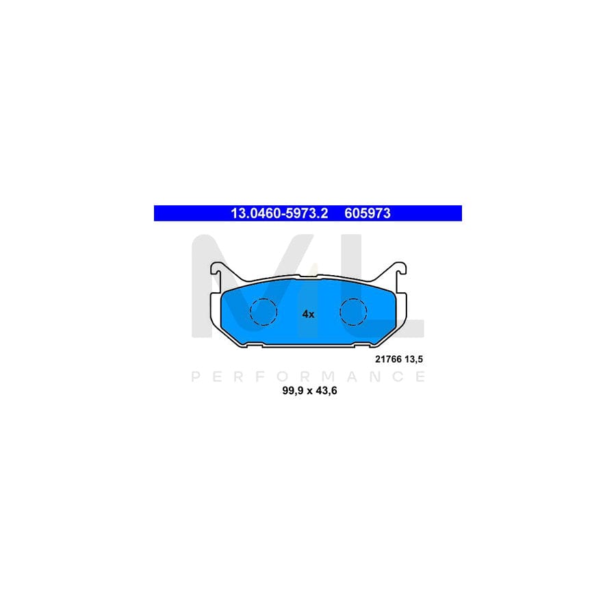 ATE 13.0460-5973.2 Brake pad set excl. wear warning contact, not prepared for wear indicator