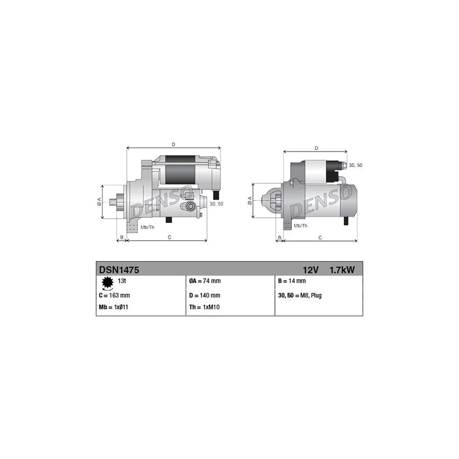 DENSO DSN1475 Starter Motor