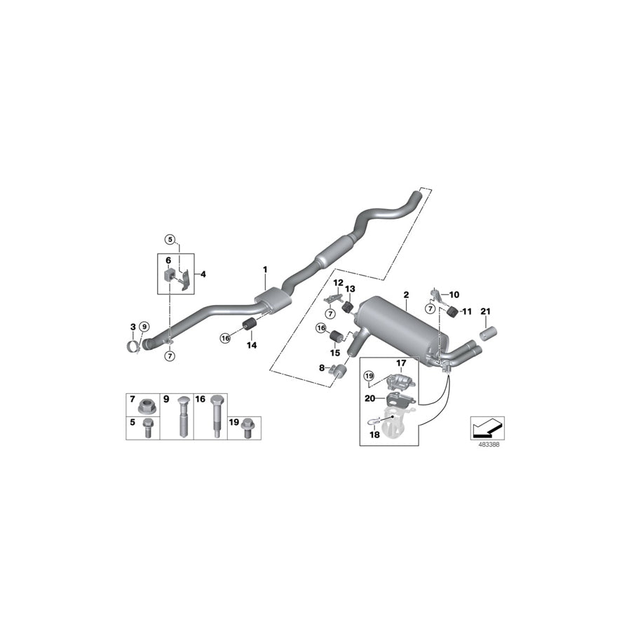 Genuine BMW 18308689369 F23 F22 Rp-Catalytic Conv. With Center Muffler (Inc. 230iX) | ML Performance US Car Parts
