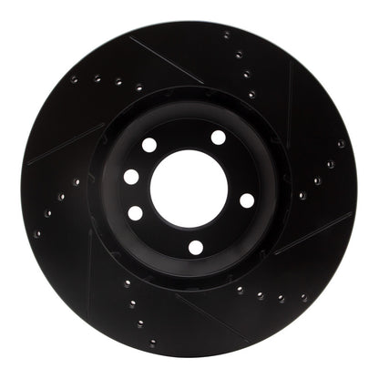 R1 Concepts R1 03-15 Audi Q7 Right Front Drilled & Slotted Black Brake Rotor