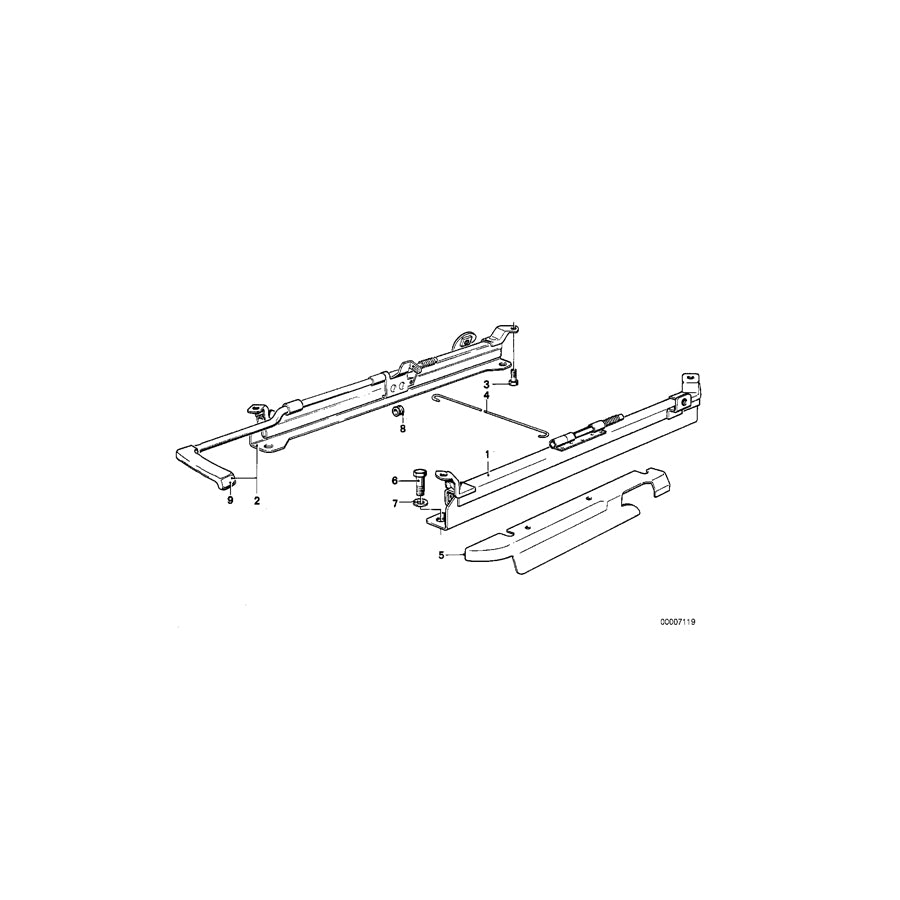Genuine BMW 52101873549 E23 E28 E12 Seat Rail Outer Left (Inc. M535i, 733i & 528e) | ML Performance US Car Parts