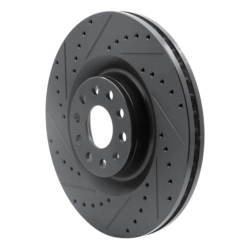 R1 Concepts R1 06-13 Audi S3 (Mexico) Front Left Drilled & Slotted Black Brake Rotor