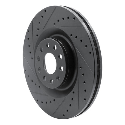 R1 Concepts R1 06-13 Audi S3 (Mexico) Front Left Drilled & Slotted Black Brake Rotor