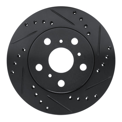 R1 Concepts R1 83-86 Toyota Camry Front Right Drilled & Slotted Black Brake Rotor
