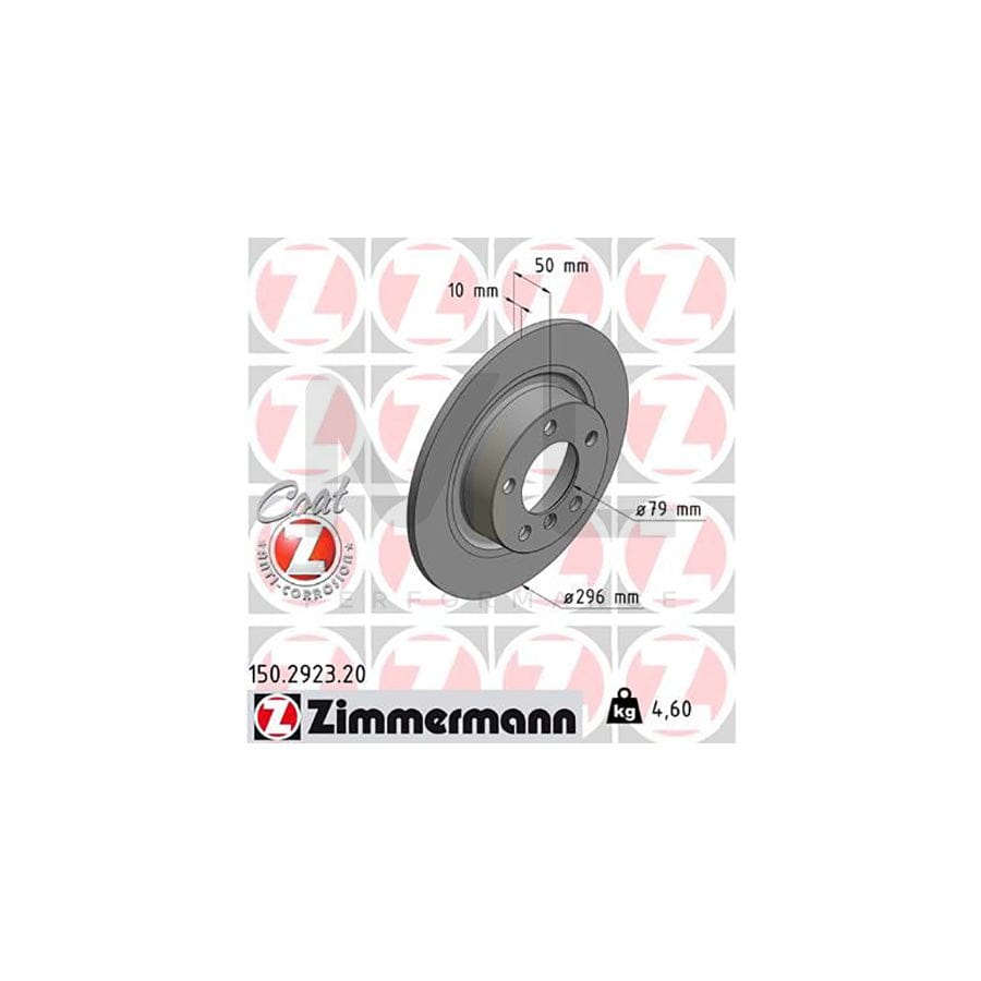 ZIMMERMANN COAT Z 150.2923.20 Brake Disc Solid, Coated, High-carbon  - 1 piece