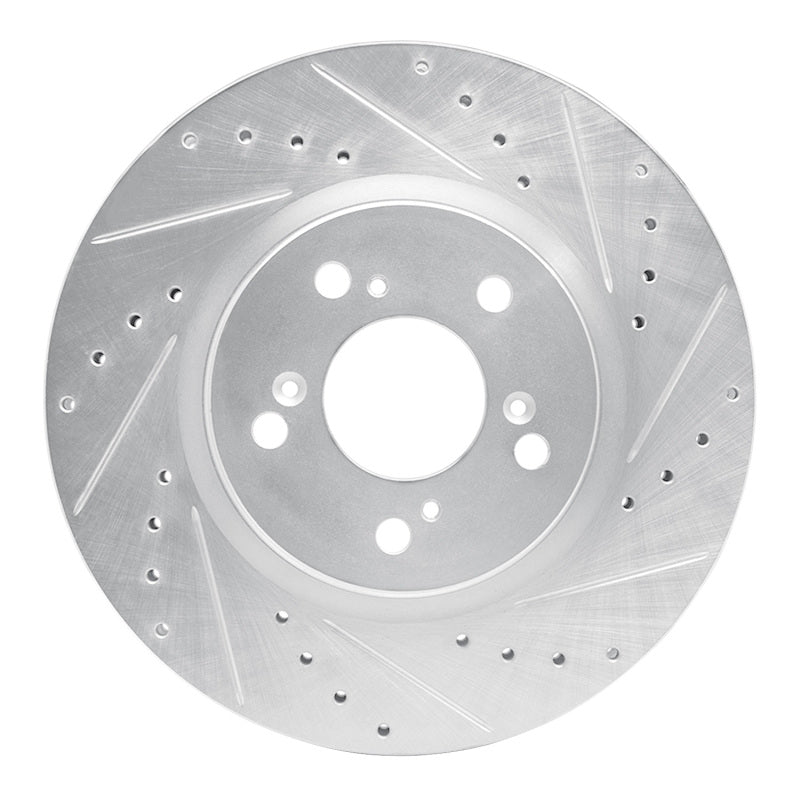 R1 Concepts R1 05-12 Acura RL Front Right Drilled & Slotted Silver Brake Rotor