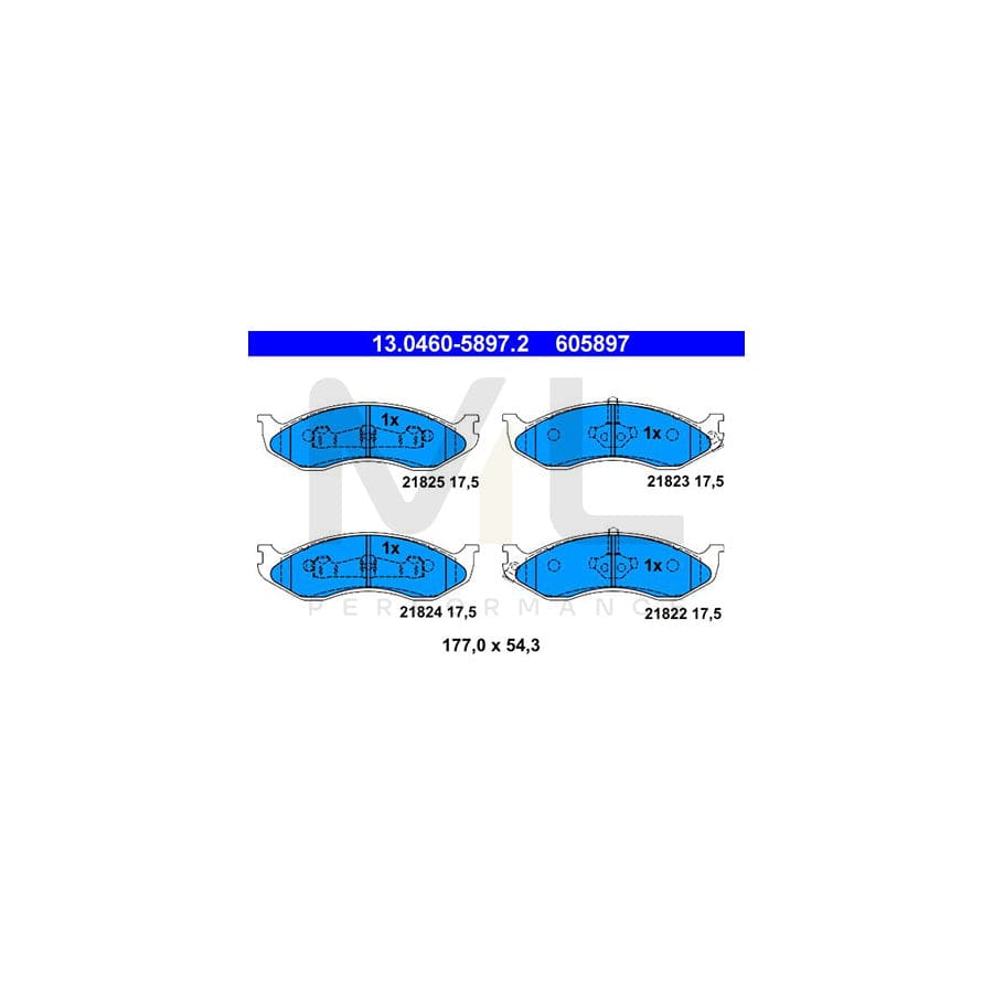 ATE 13.0460-5897.2 Brake pad set with acoustic wear warning