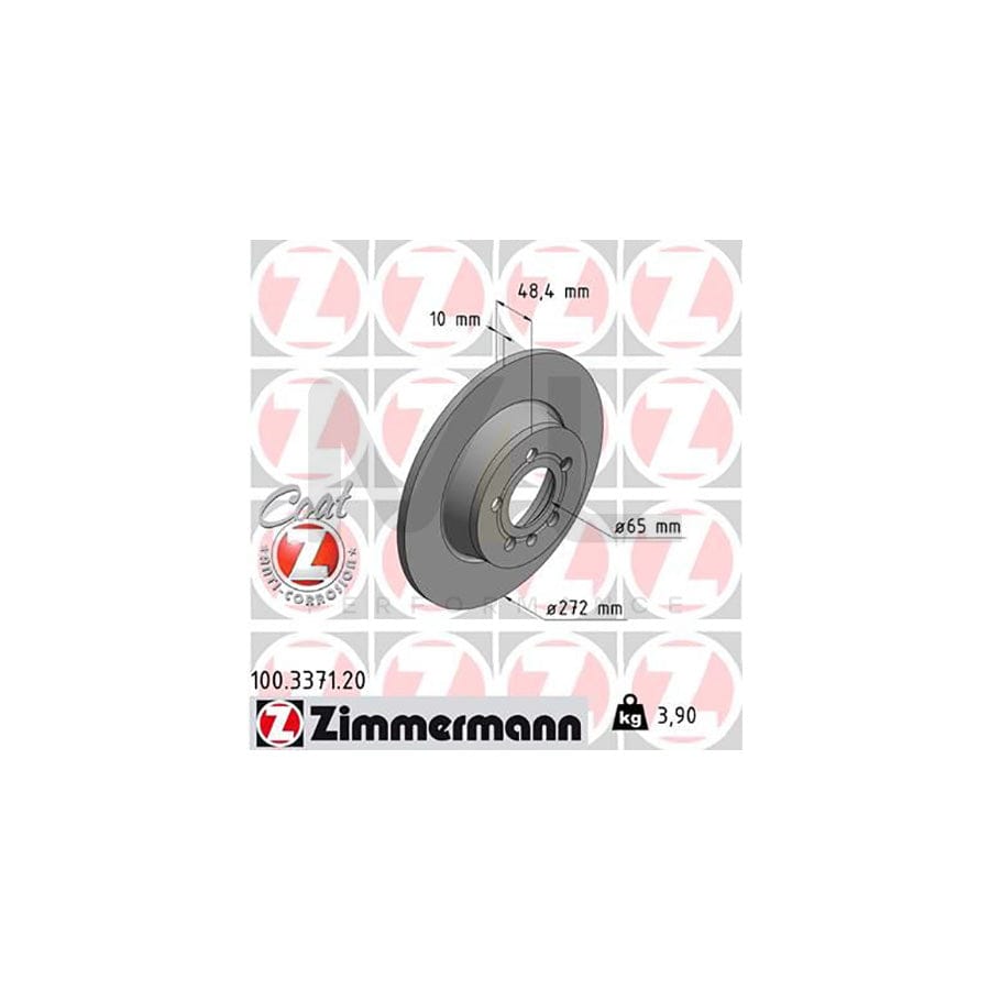 ZIMMERMANN COAT Z 100.3371.20 Brake Disc for AUDI A1 Solid, Coated  - 1 piece