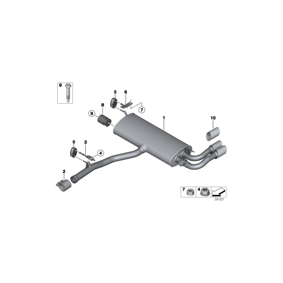Genuine BMW 18308686883 F25 F26 Rear Muffler With Exhaust Flap (Inc. X3 28iX & X4 28iX) | ML Performance US Car Parts